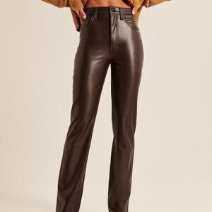 Abercrombie '90s Straight Ultra High Rise Brown Leather Pants 27/4S